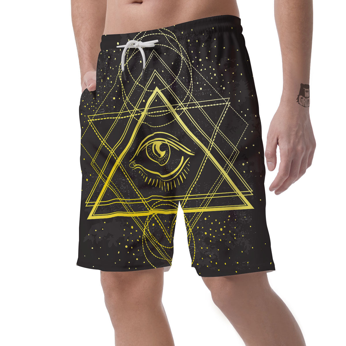 Symbol All Seeing Eye Print Men's Shorts-grizzshop