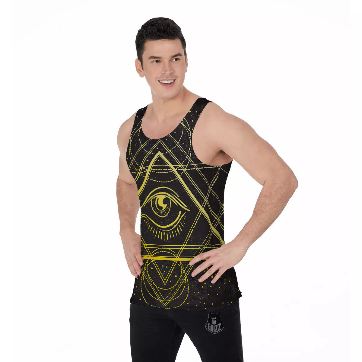 Symbol All Seeing Eye Print Men's Tank Top-grizzshop