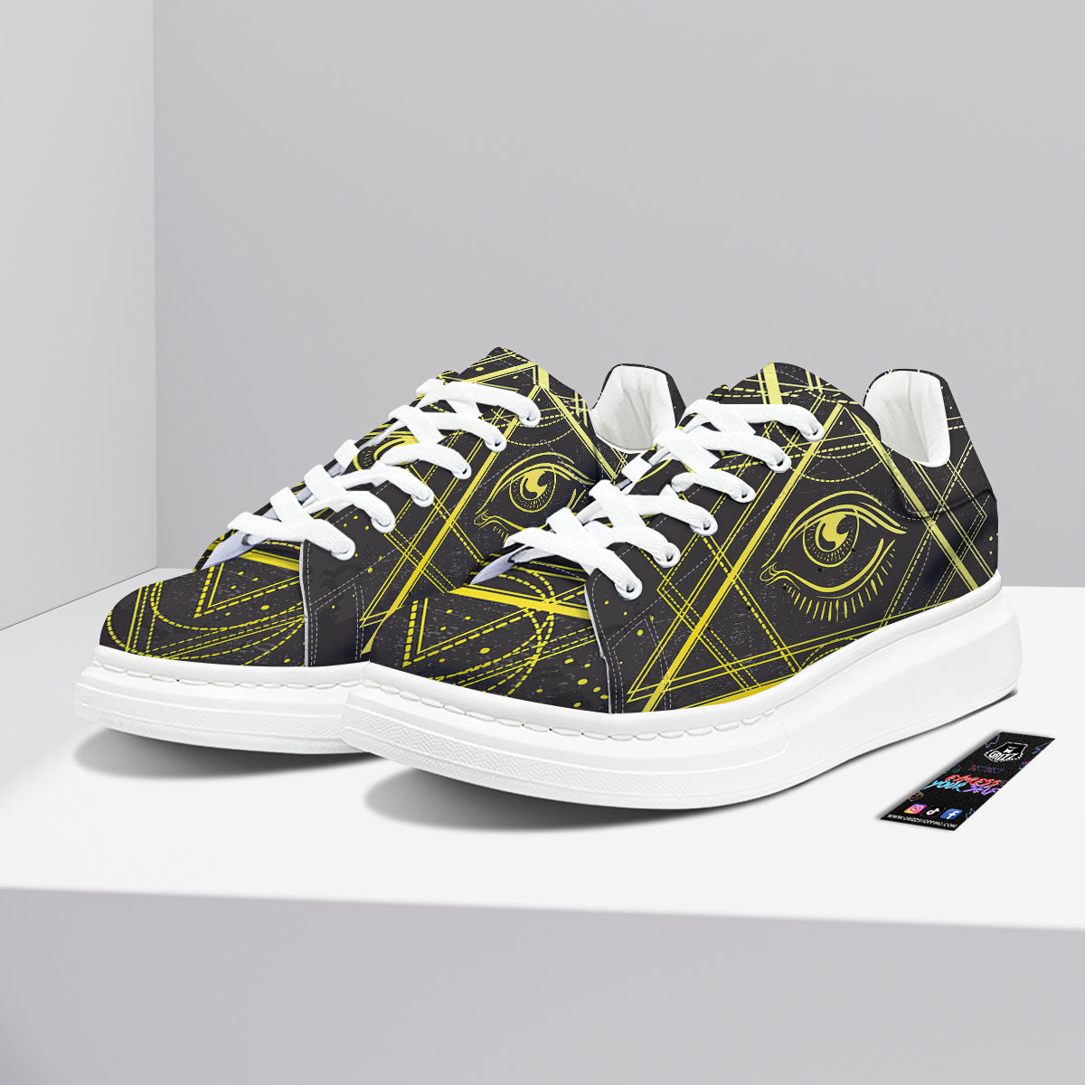 Symbol All Seeing Eye Print Platform Shoes-grizzshop