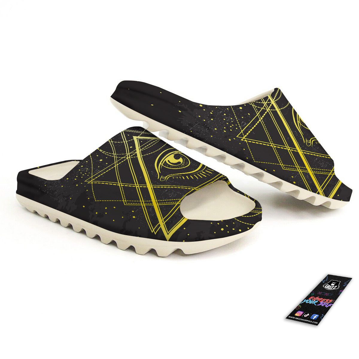 Symbol All Seeing Eye Print Sandals-grizzshop