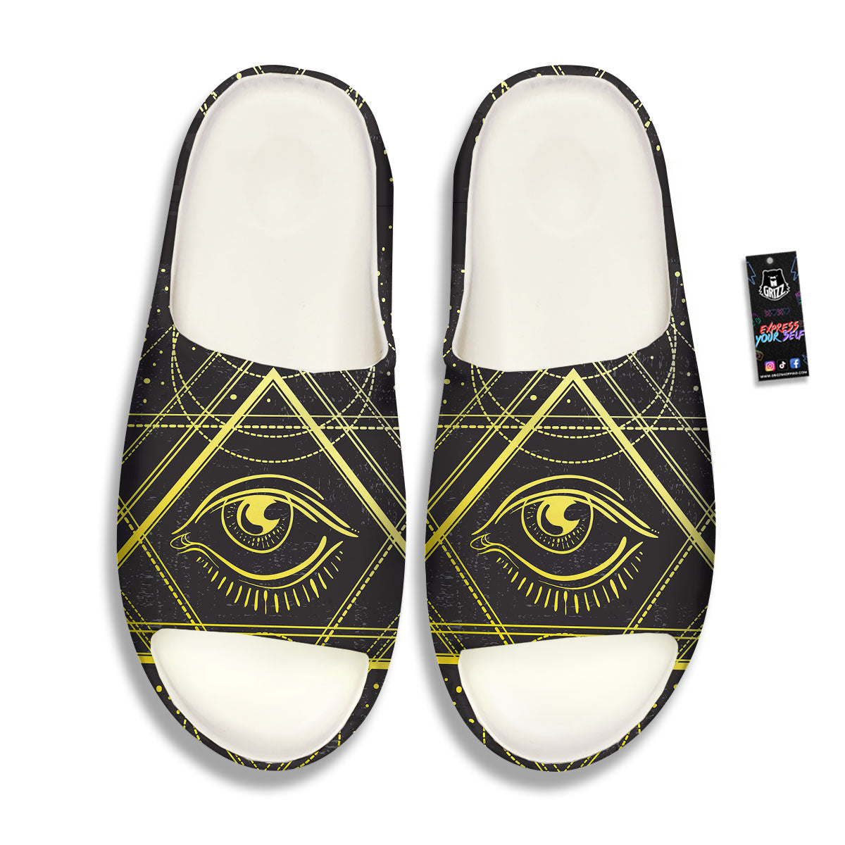 Symbol All Seeing Eye Print Sandals-grizzshop