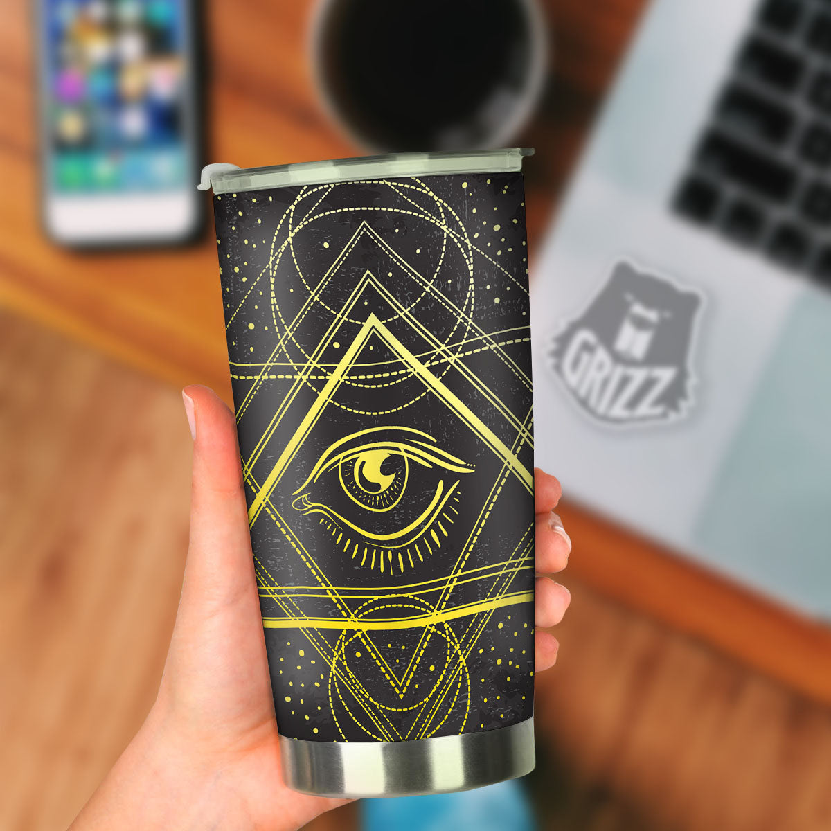 Symbol All Seeing Eye Print Tumbler-grizzshop