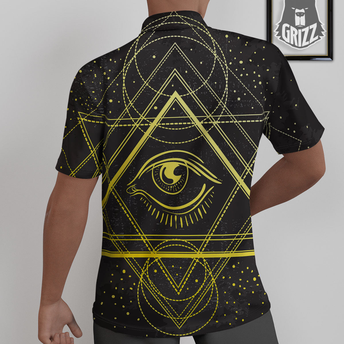 Symbol All Seeing Eye Print Untucked Shirts-grizzshop