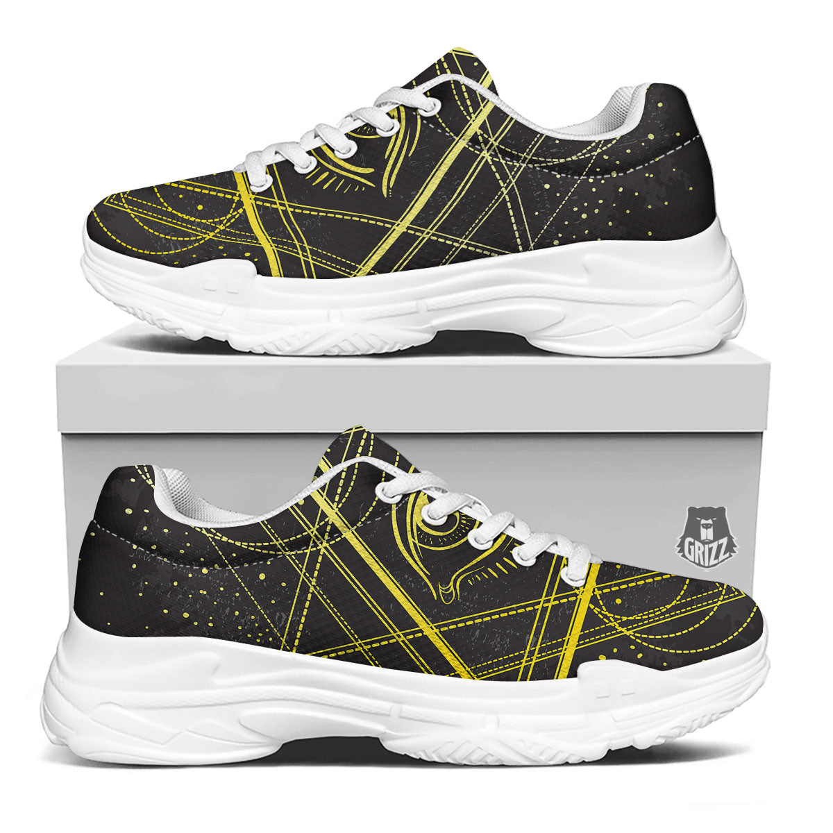 Symbol All Seeing Eye Print White Chunky Shoes-grizzshop