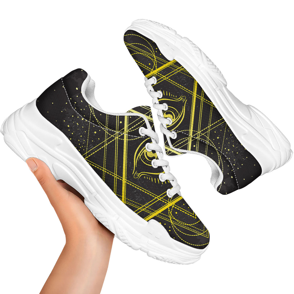 Symbol All Seeing Eye Print White Chunky Shoes-grizzshop