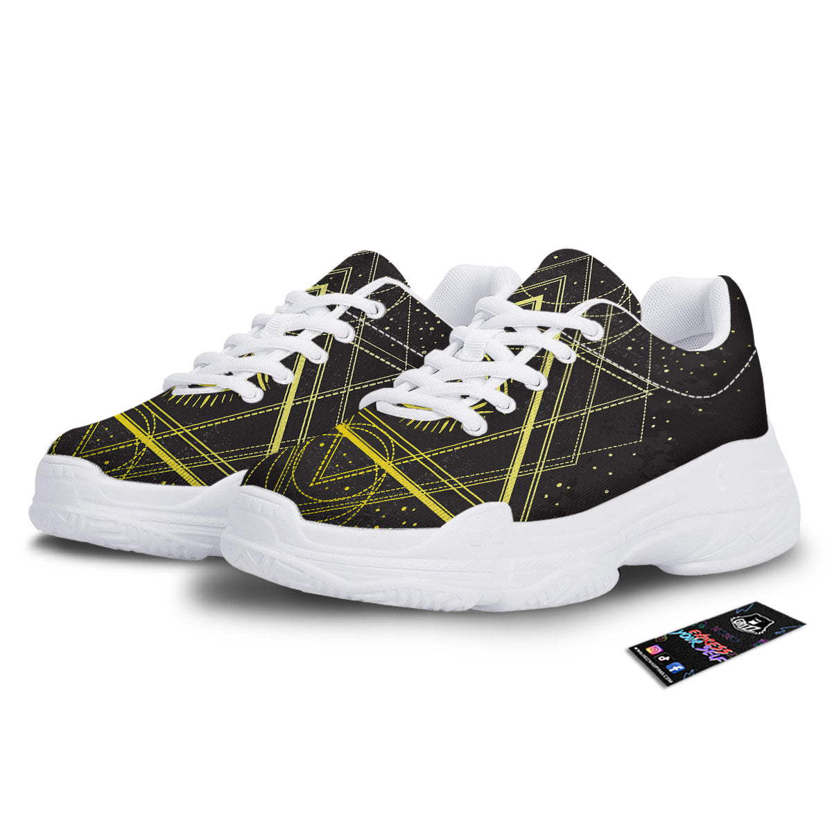 Symbol All Seeing Eye Print White Chunky Shoes-grizzshop