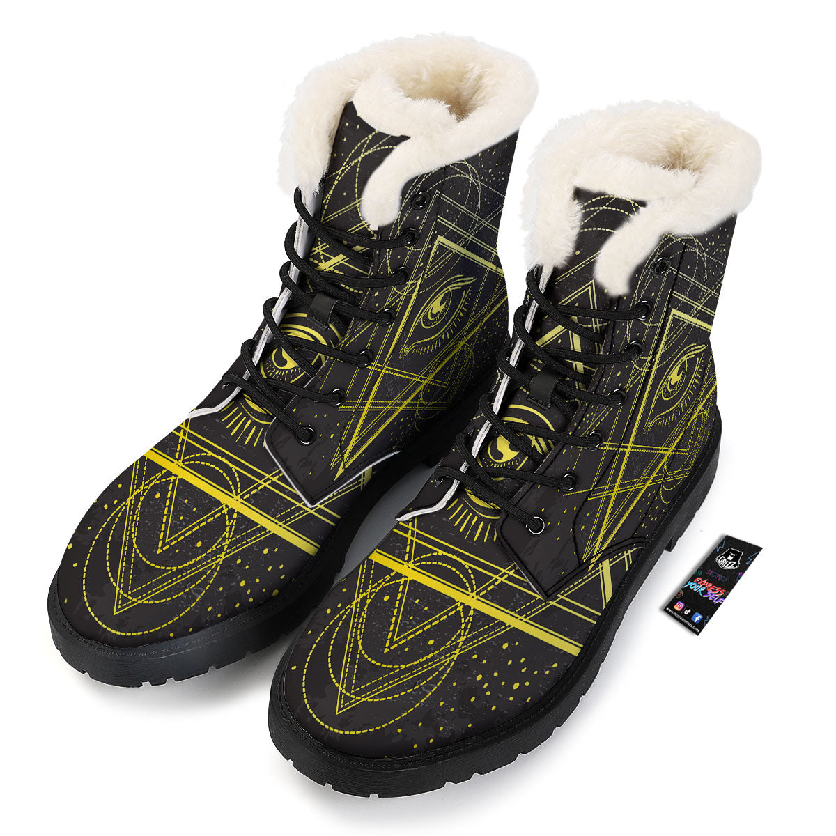 Symbol All Seeing Eye Print Winter Boots-grizzshop