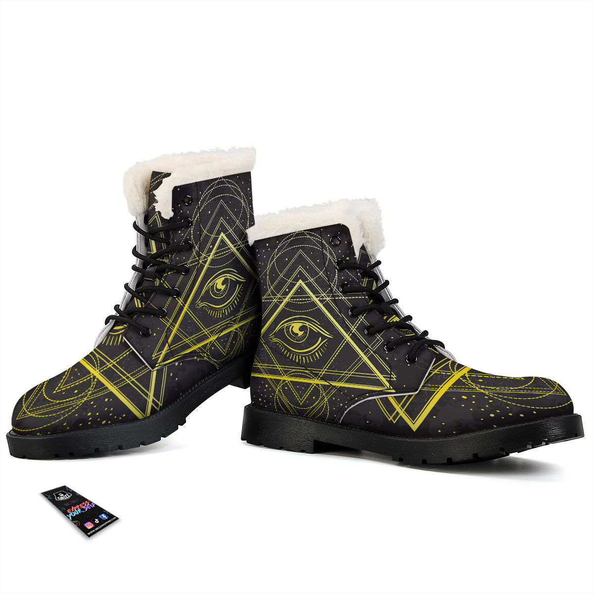 Symbol All Seeing Eye Print Winter Boots-grizzshop