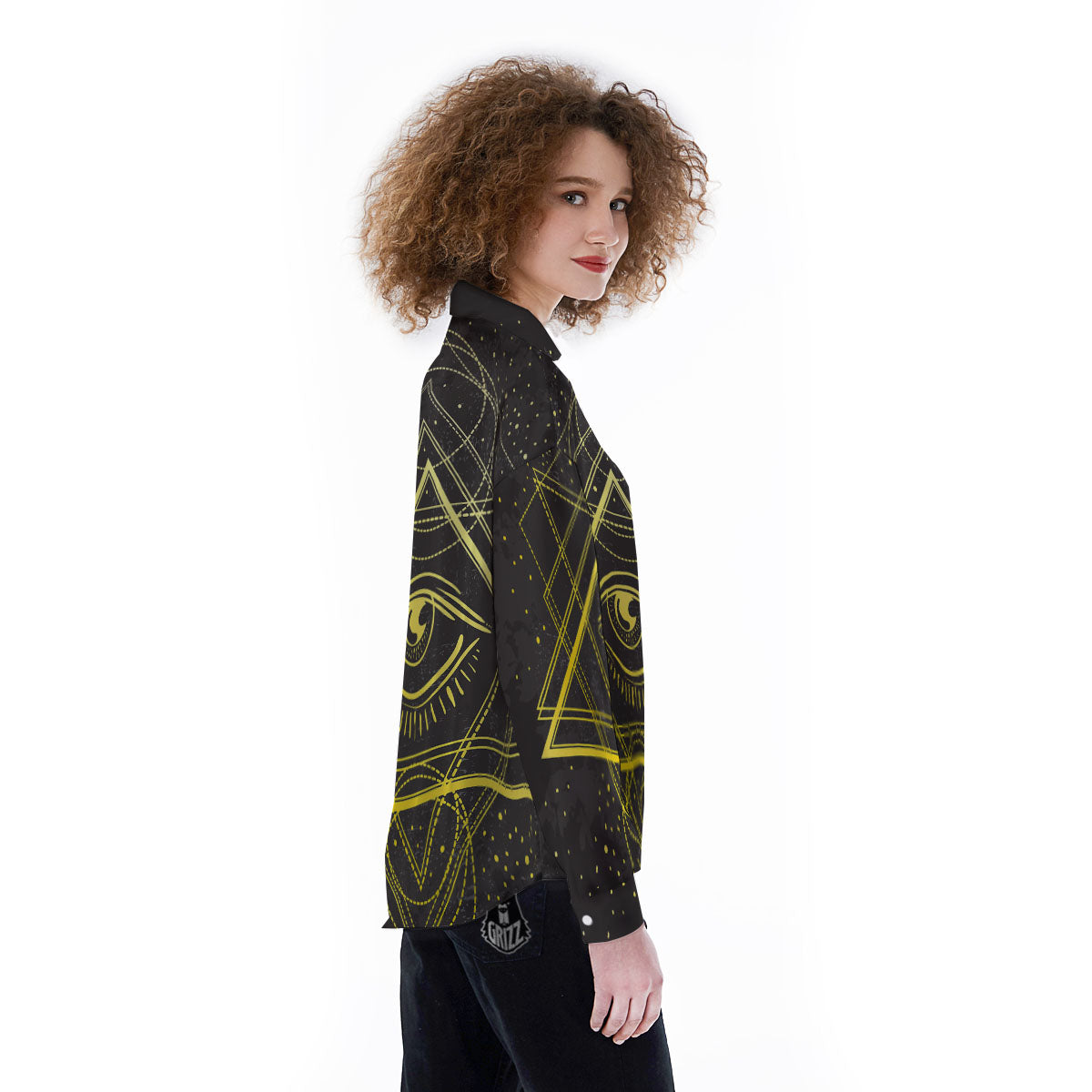 Symbol All Seeing Eye Print Women's Long Sleeve Shirts-grizzshop