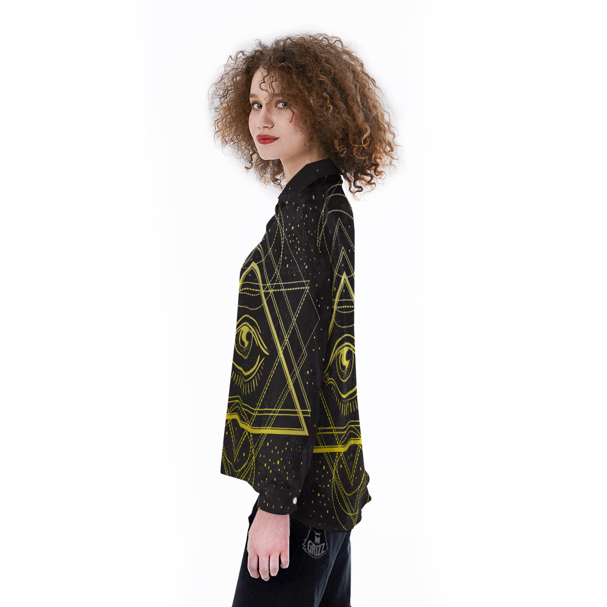 Symbol All Seeing Eye Print Women's Long Sleeve Shirts-grizzshop