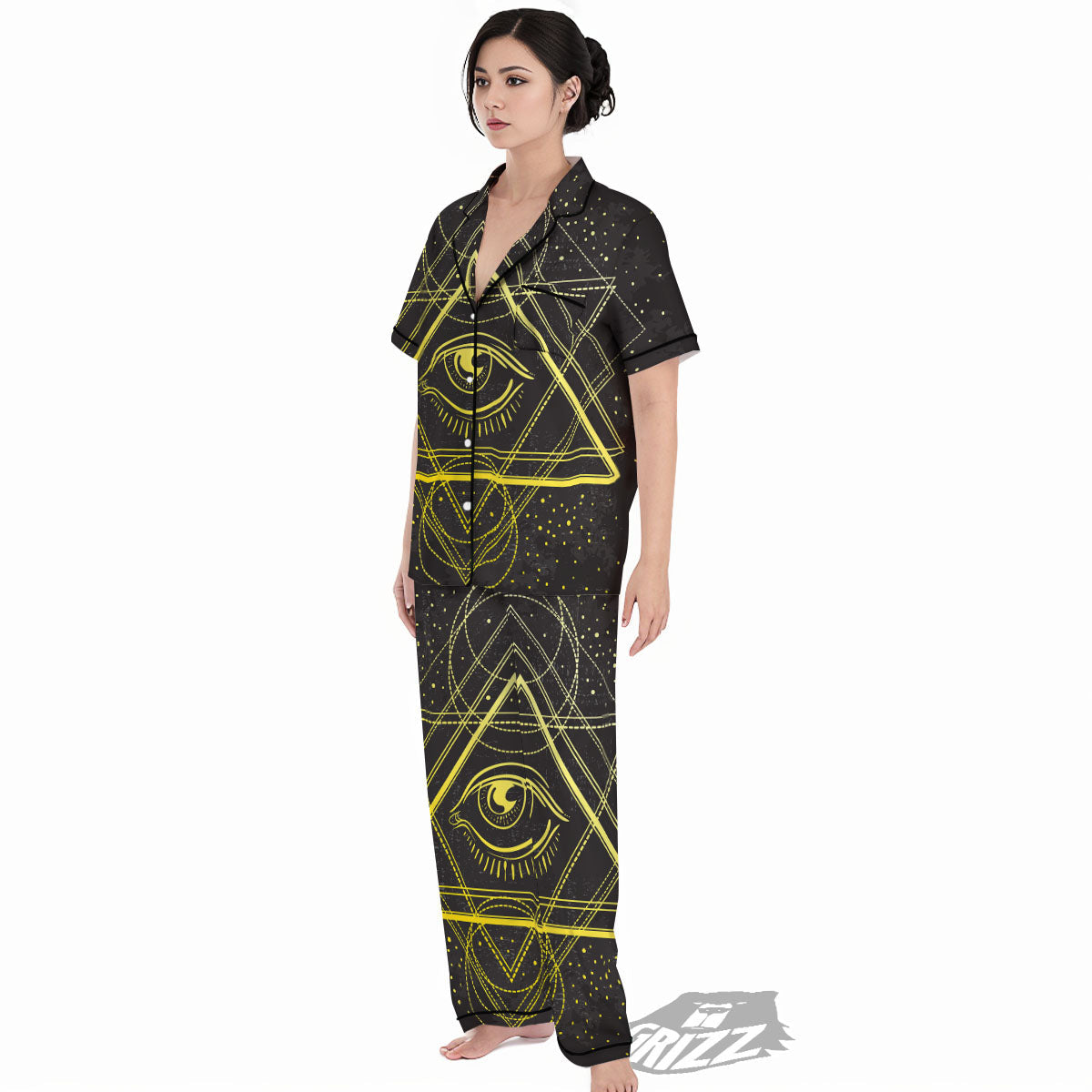 Symbol All Seeing Eye Print Women's Pajamas Set-grizzshop