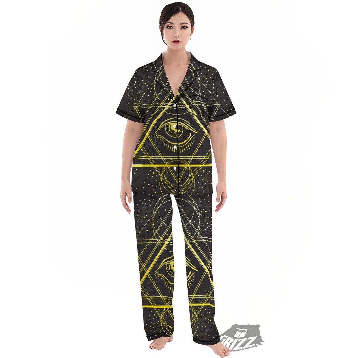 Symbol All Seeing Eye Print Women's Pajamas Set-grizzshop