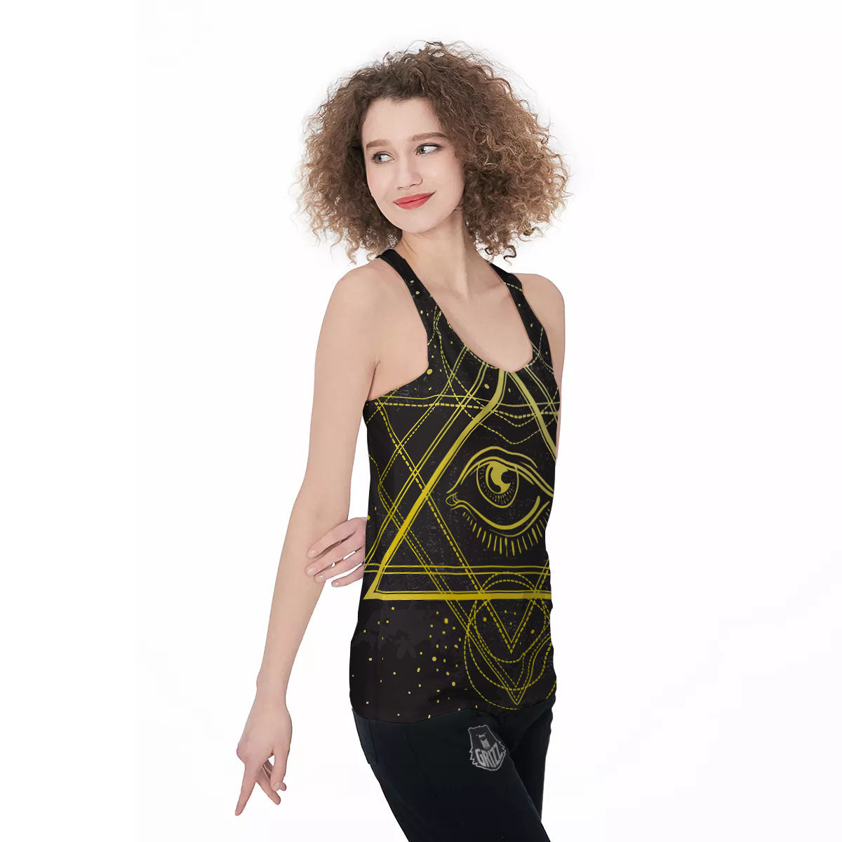 Symbol All Seeing Eye Print Women's Racerback Tank Top-grizzshop