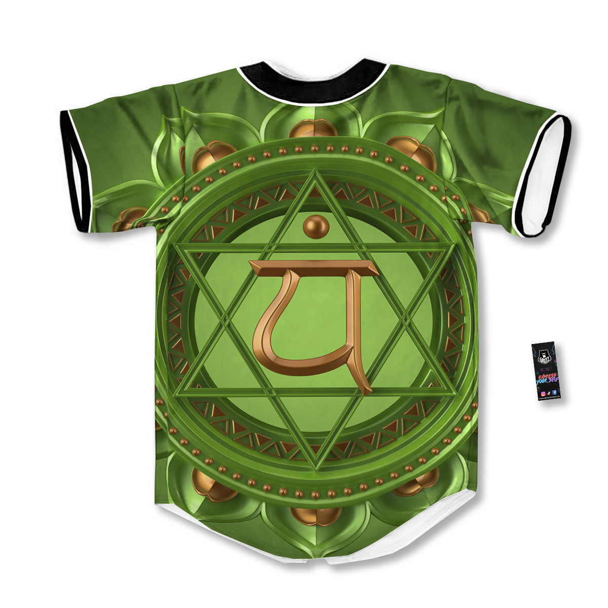 Symbol Anahata Chakra Print Baseball Jersey-grizzshop