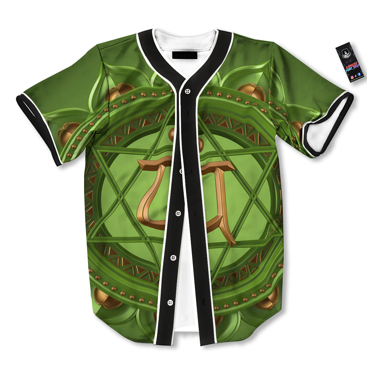 Symbol Anahata Chakra Print Baseball Jersey-grizzshop