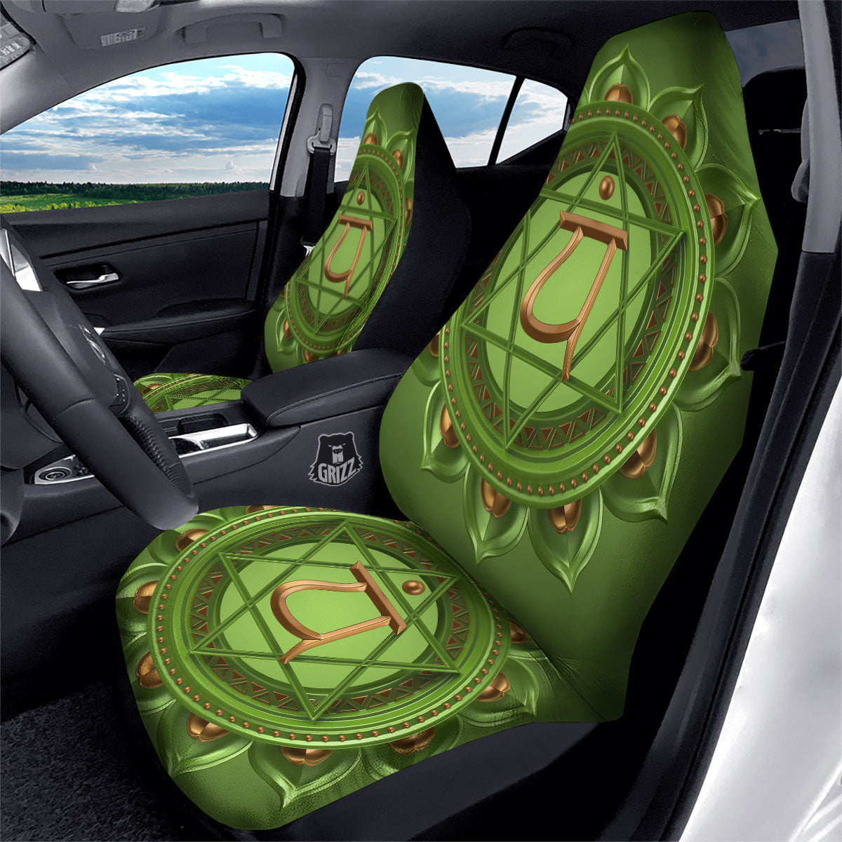 Symbol Anahata Chakra Print Car Seat Covers-grizzshop