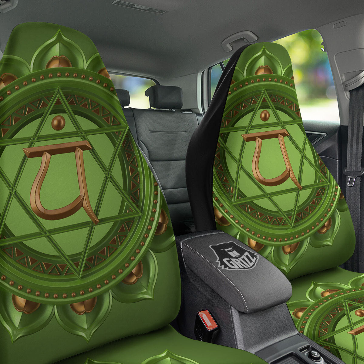 Symbol Anahata Chakra Print Car Seat Covers-grizzshop