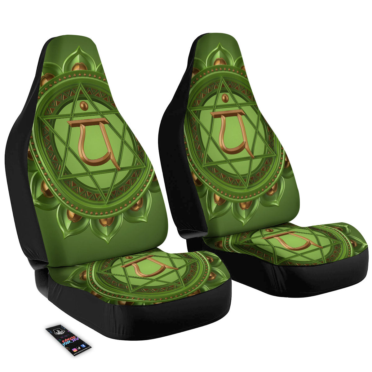 Symbol Anahata Chakra Print Car Seat Covers-grizzshop