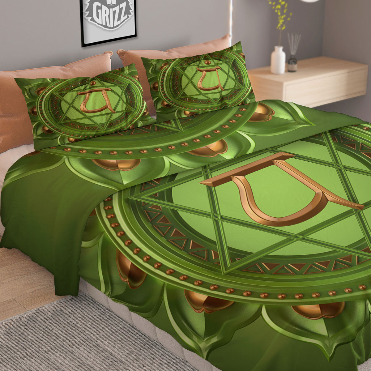 Symbol Anahata Chakra Print Duvet Cover Bedding Set