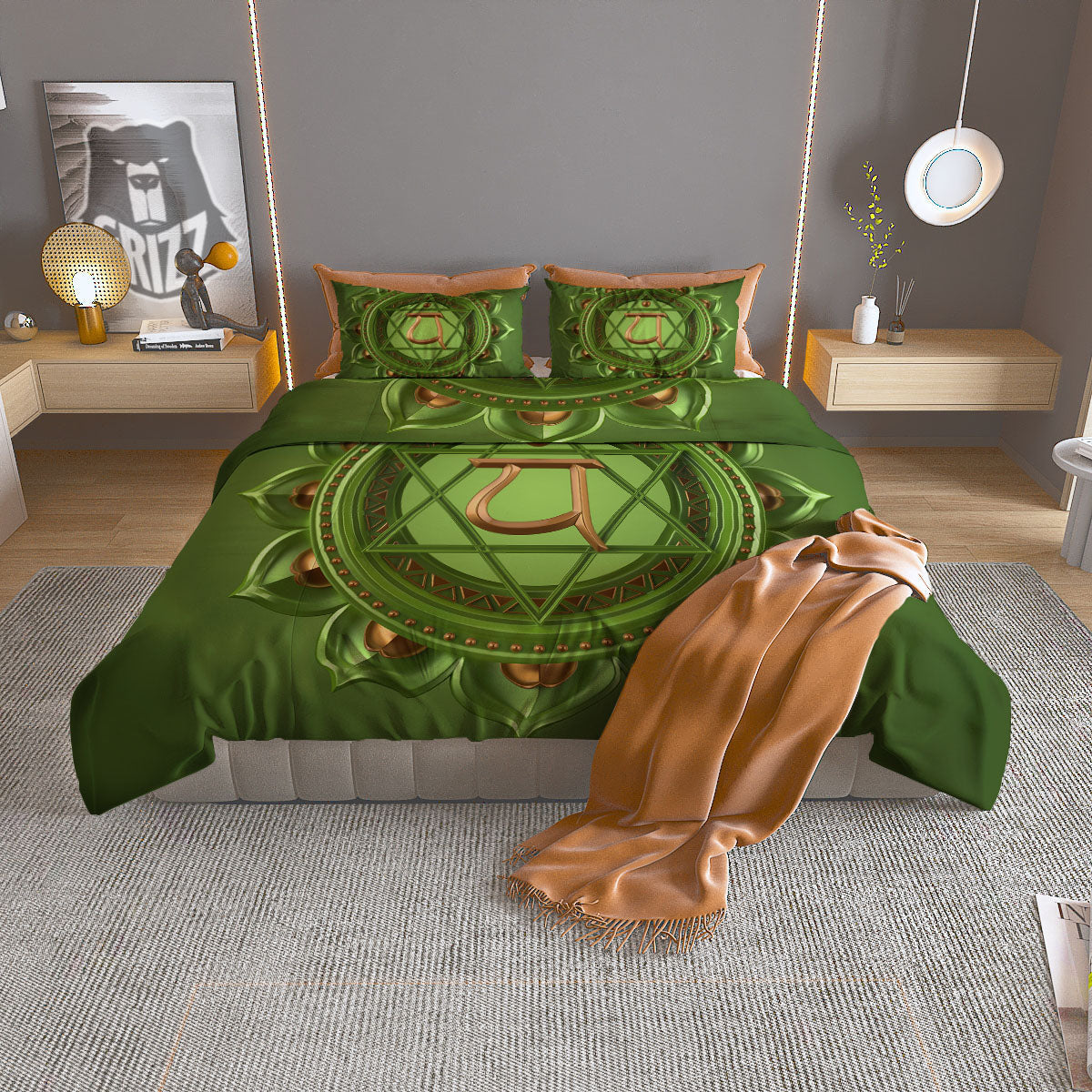 Symbol Anahata Chakra Print Duvet Cover Bedding Set