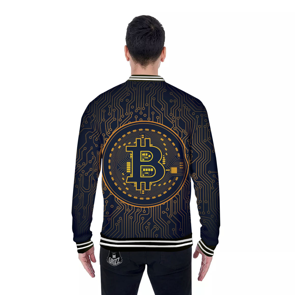 Symbol Bitcoin Crypto Print Baseball Jacket-grizzshop