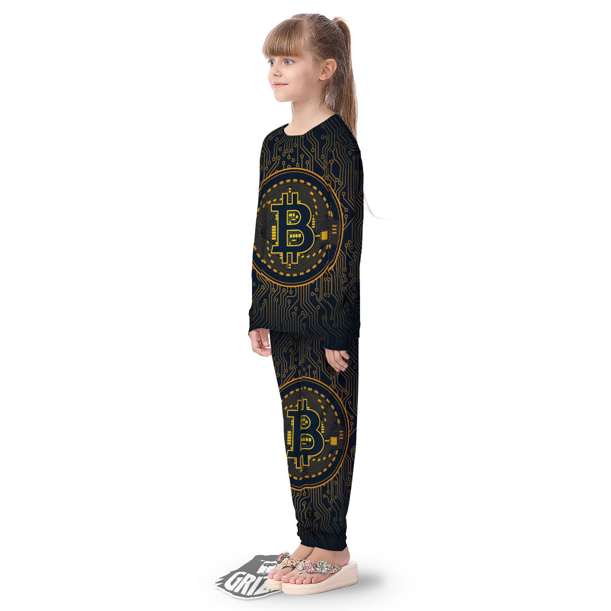 Symbol Bitcoin Crypto Print Kid's Pajamas-grizzshop