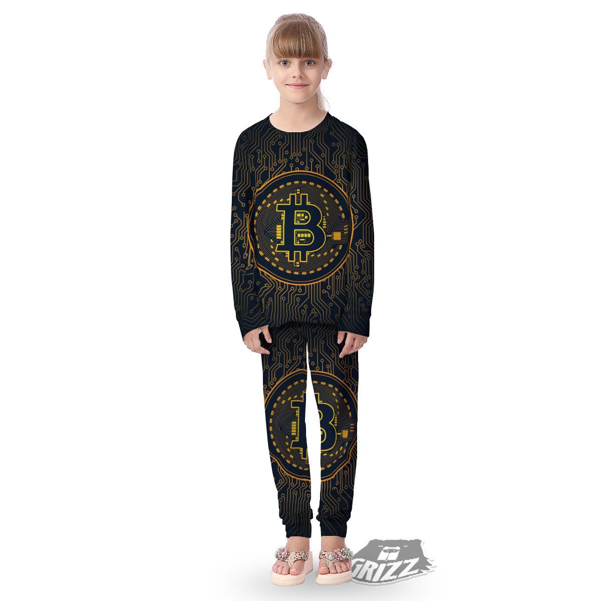 Symbol Bitcoin Crypto Print Kid's Pajamas-grizzshop