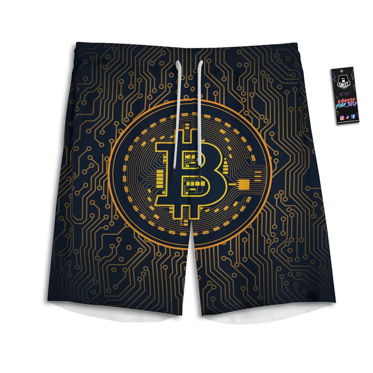 Symbol Bitcoin Crypto Print Men's Athletic Shorts