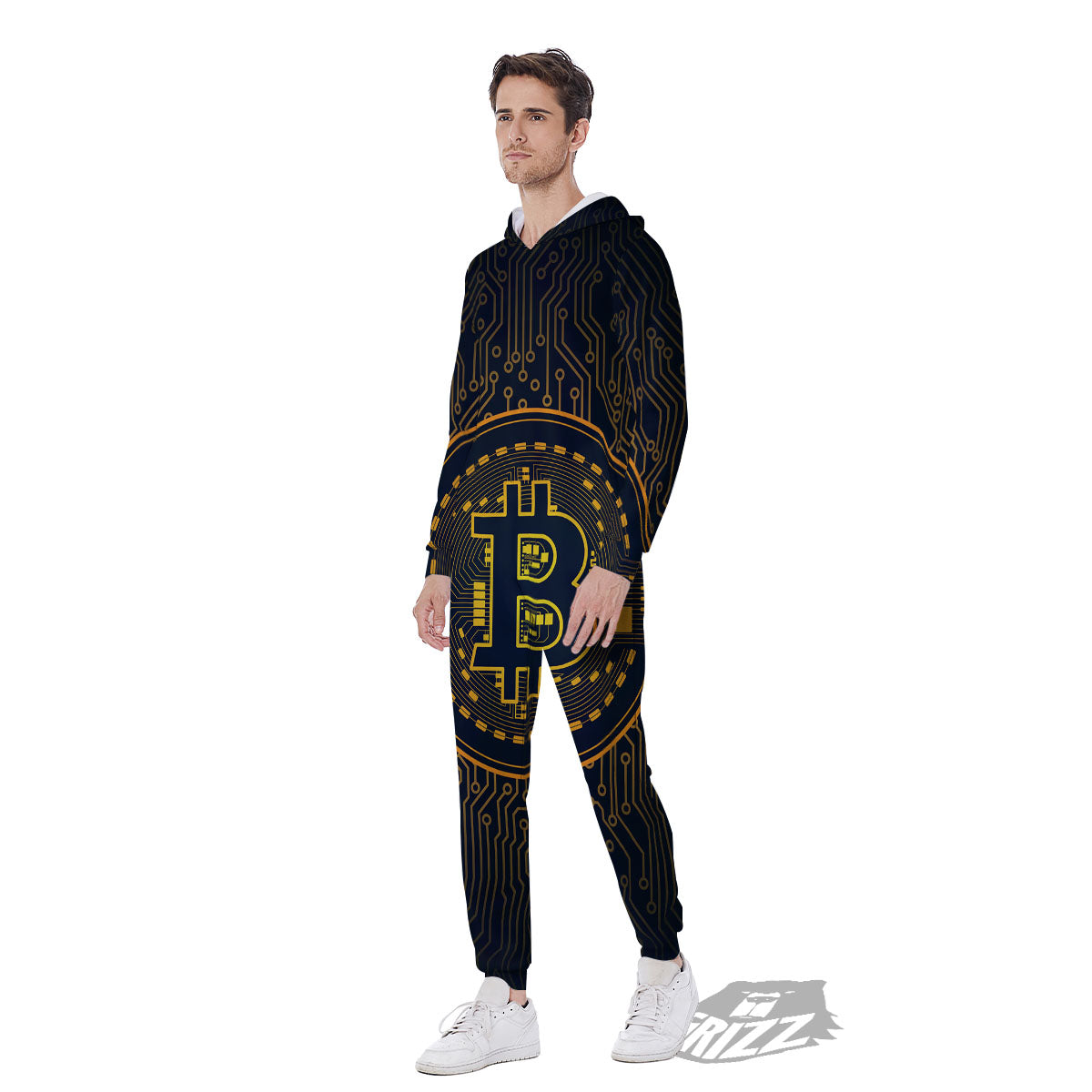 Symbol Bitcoin Crypto Print Men's Jumpsuit-grizzshop