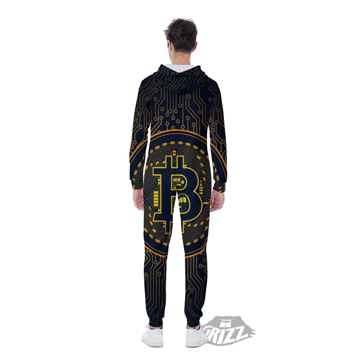 Symbol Bitcoin Crypto Print Men's Jumpsuit-grizzshop