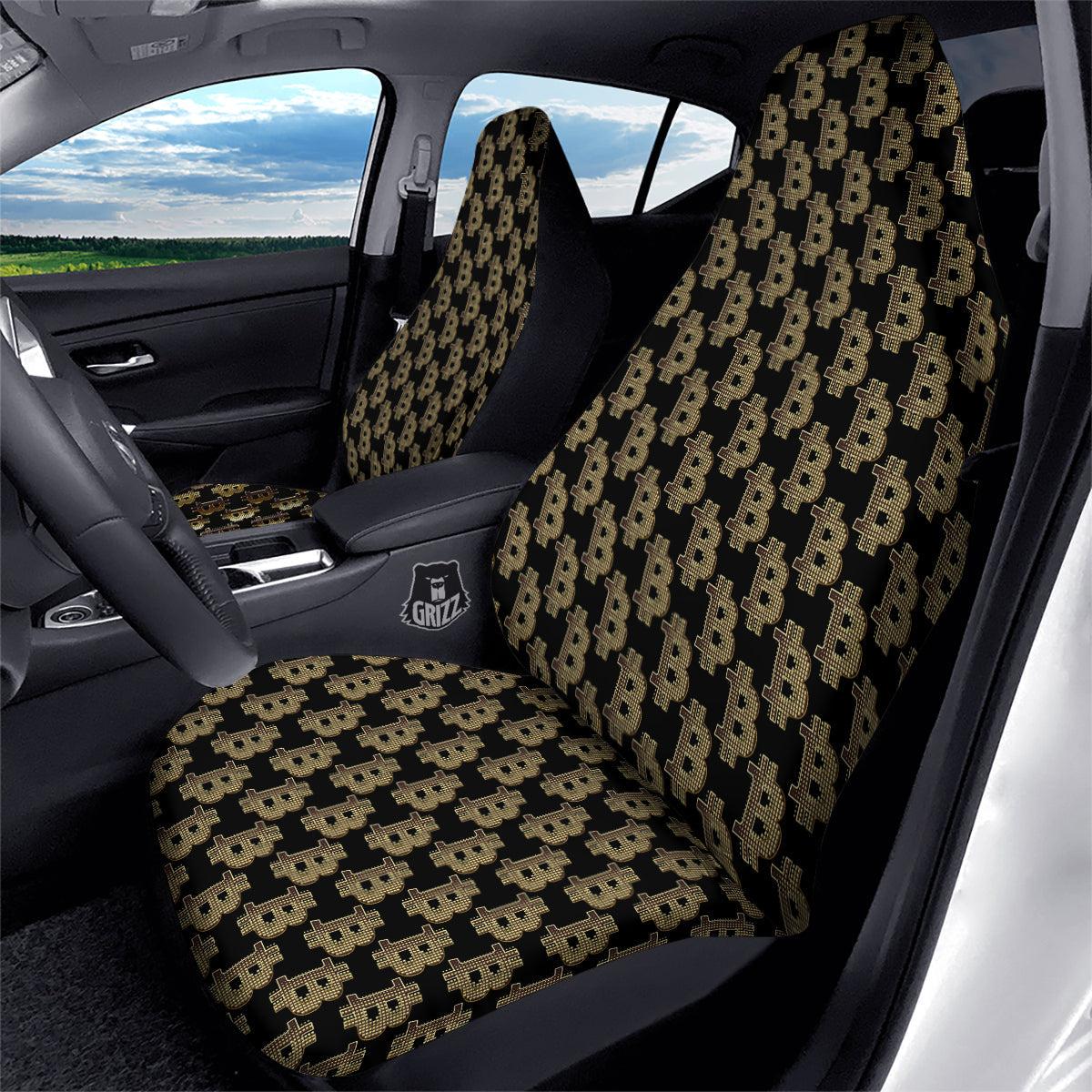 Symbol Bitcoin Print Pattern Car Seat Covers-grizzshop