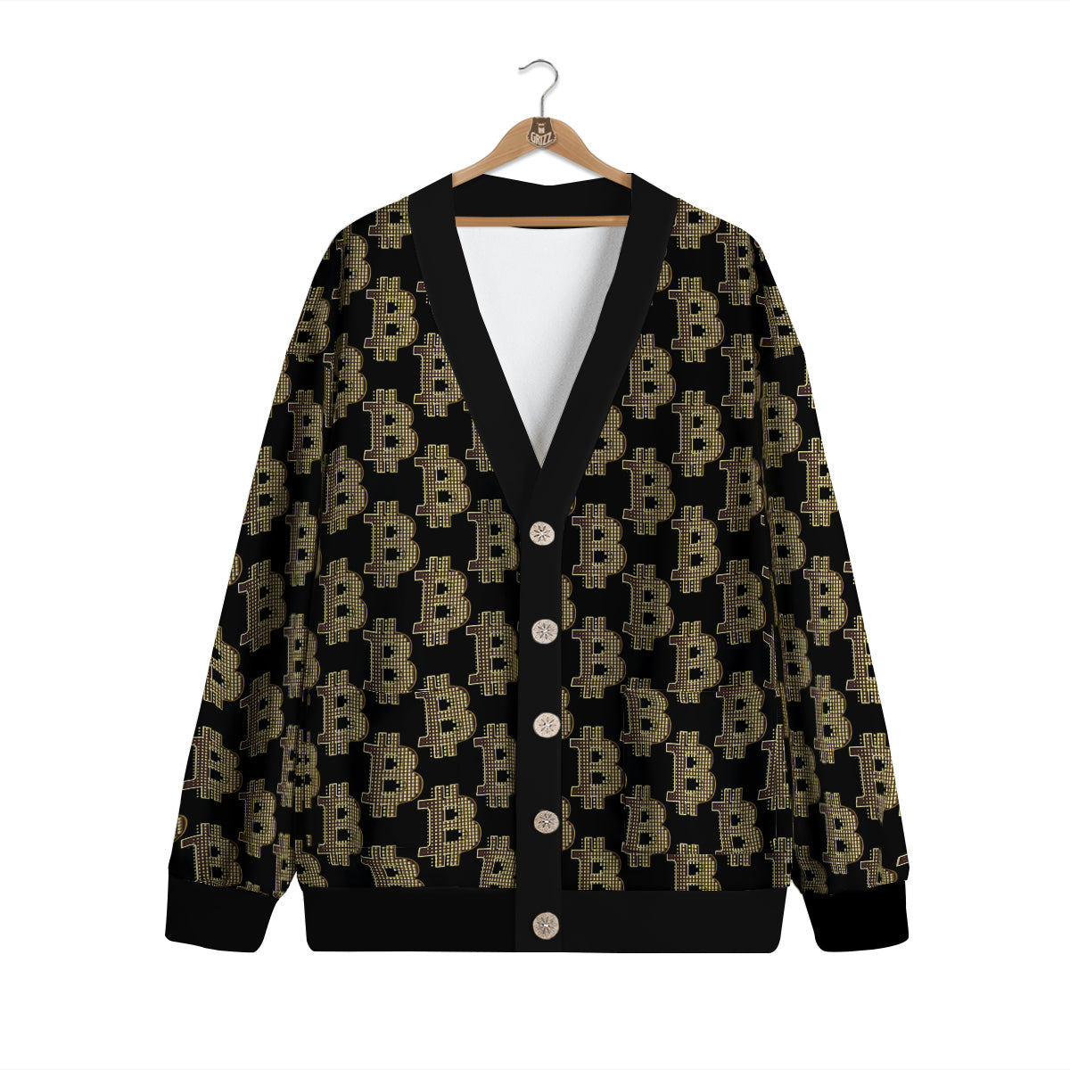 Symbol Bitcoin Print Pattern Cardigan-grizzshop