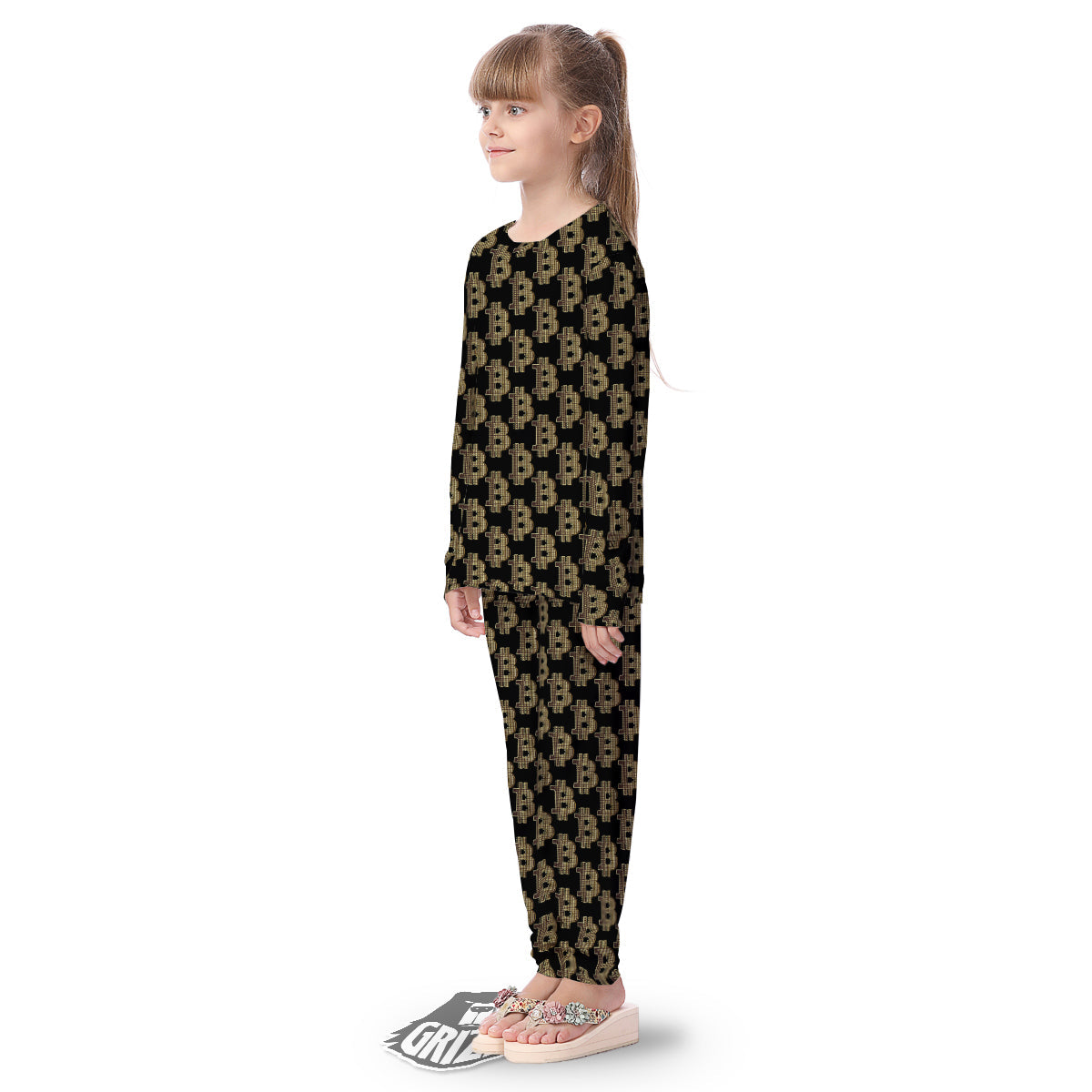 Symbol Bitcoin Print Pattern Kid's Pajamas-grizzshop