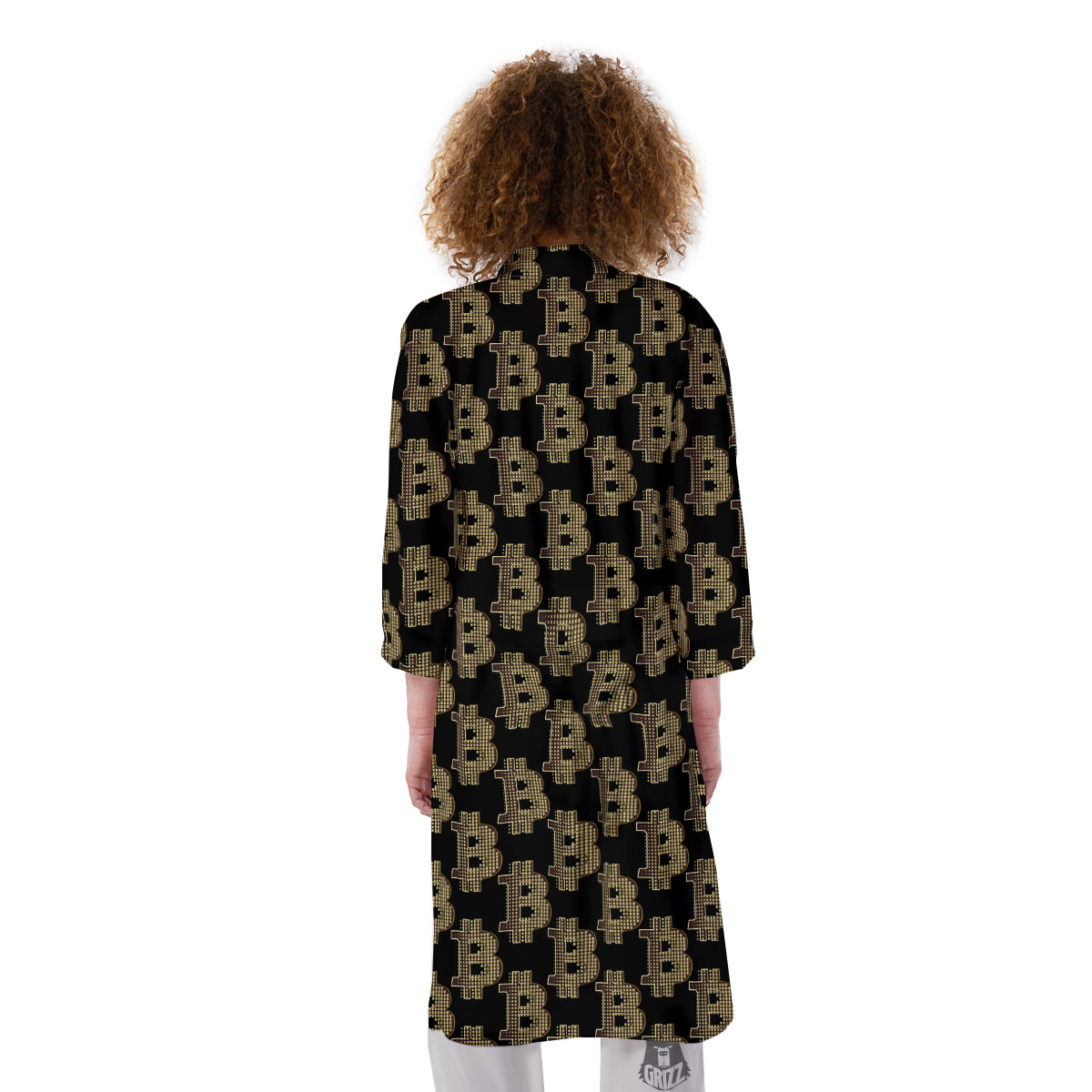 Symbol Bitcoin Print Pattern Kimono-grizzshop