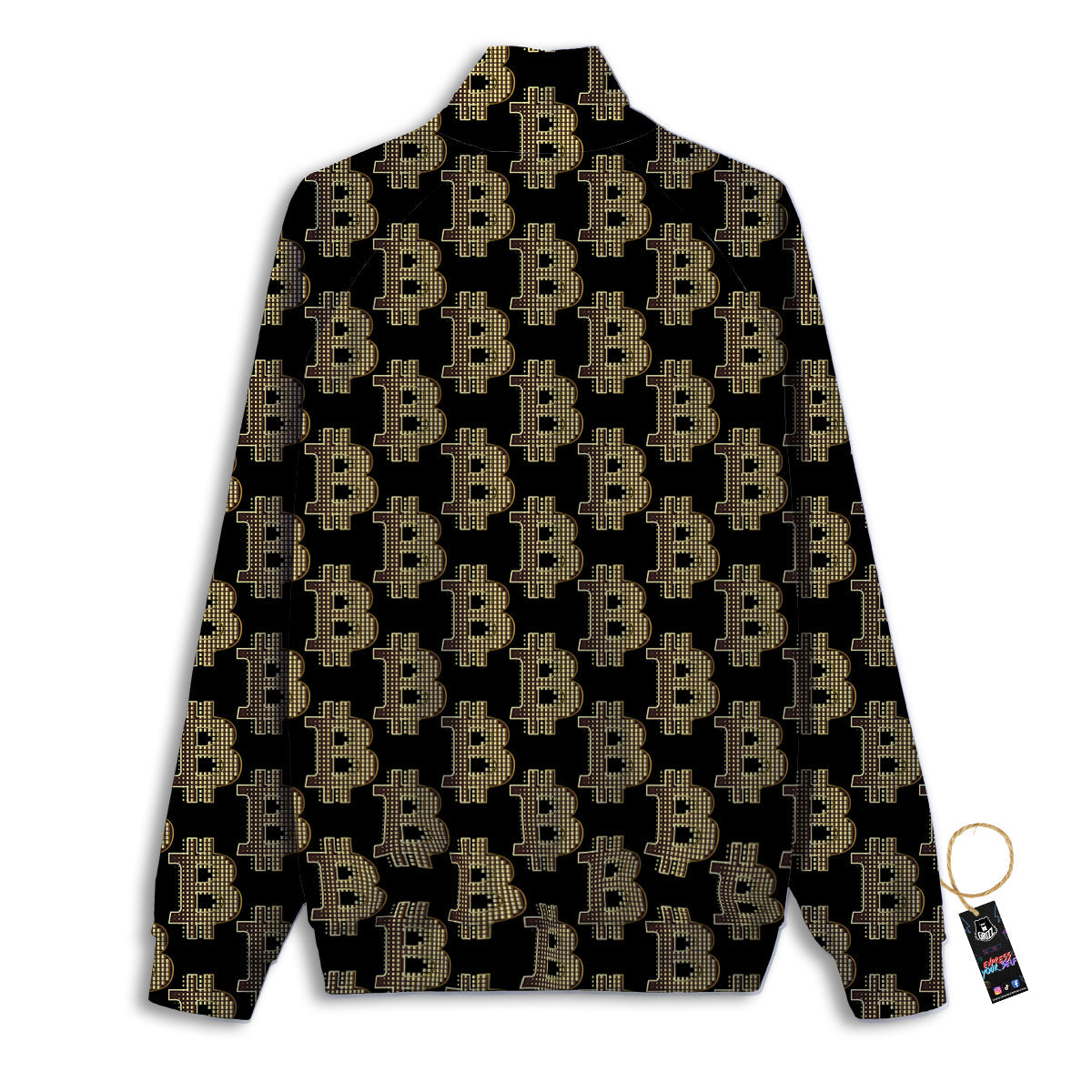 Symbol Bitcoin Print Pattern Track Jacket-grizzshop