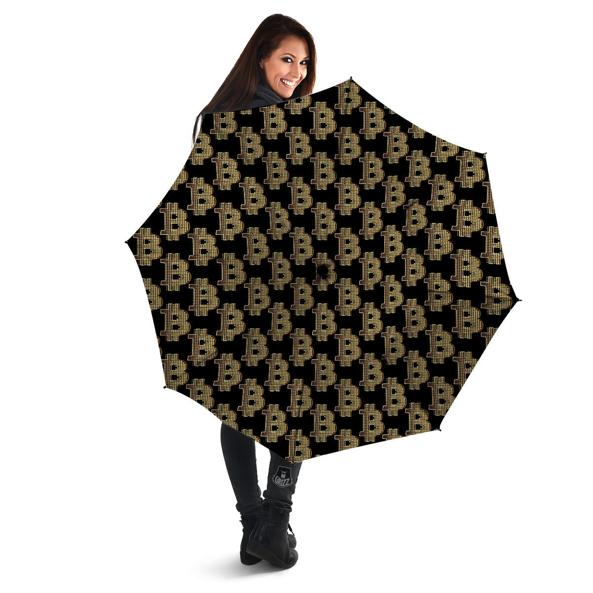Symbol Bitcoin Print Pattern Umbrella-grizzshop