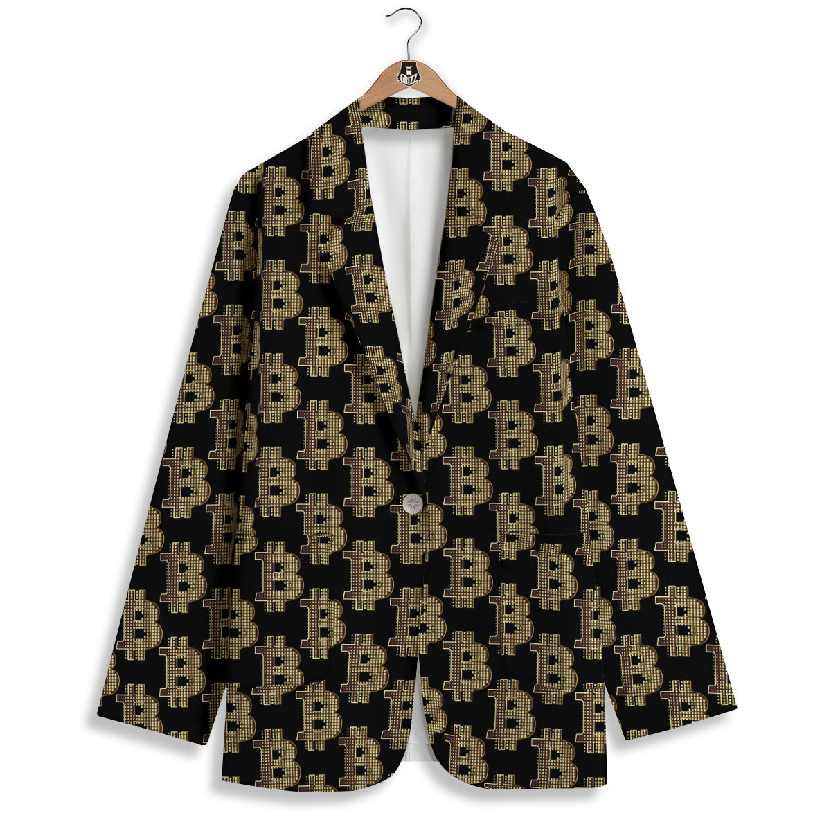 Symbol Bitcoin Print Pattern Women's Blazer-grizzshop