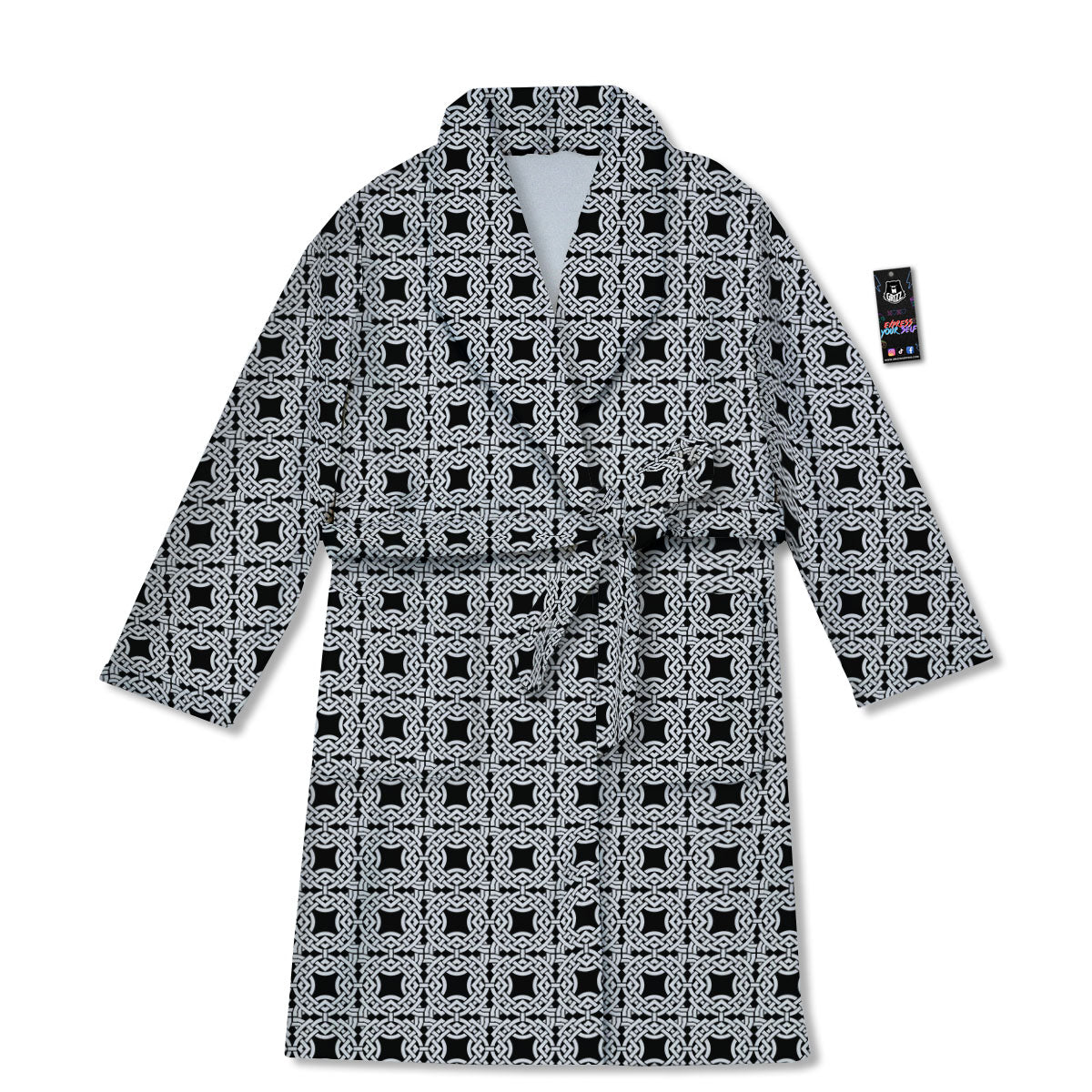 Symbol Black Celtic Print Pattern Bathrobe-grizzshop