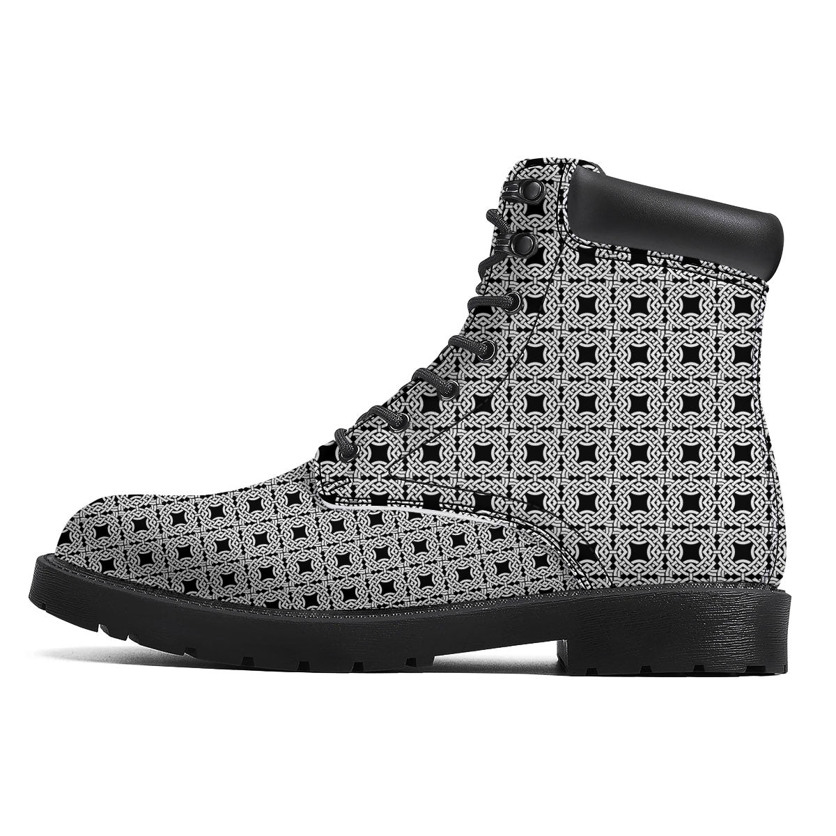 Symbol Black Celtic Print Pattern Boots-grizzshop