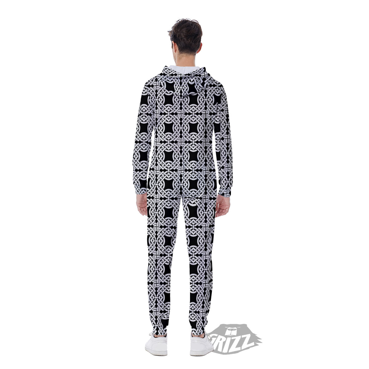Symbol Black Celtic Print Pattern Men's Jumpsuit-grizzshop
