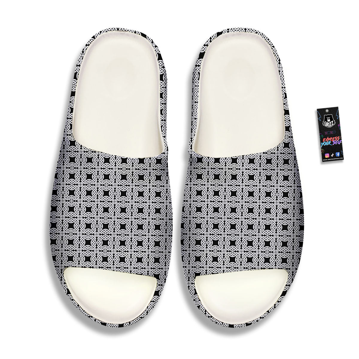 Symbol Black Celtic Print Pattern Sandals-grizzshop