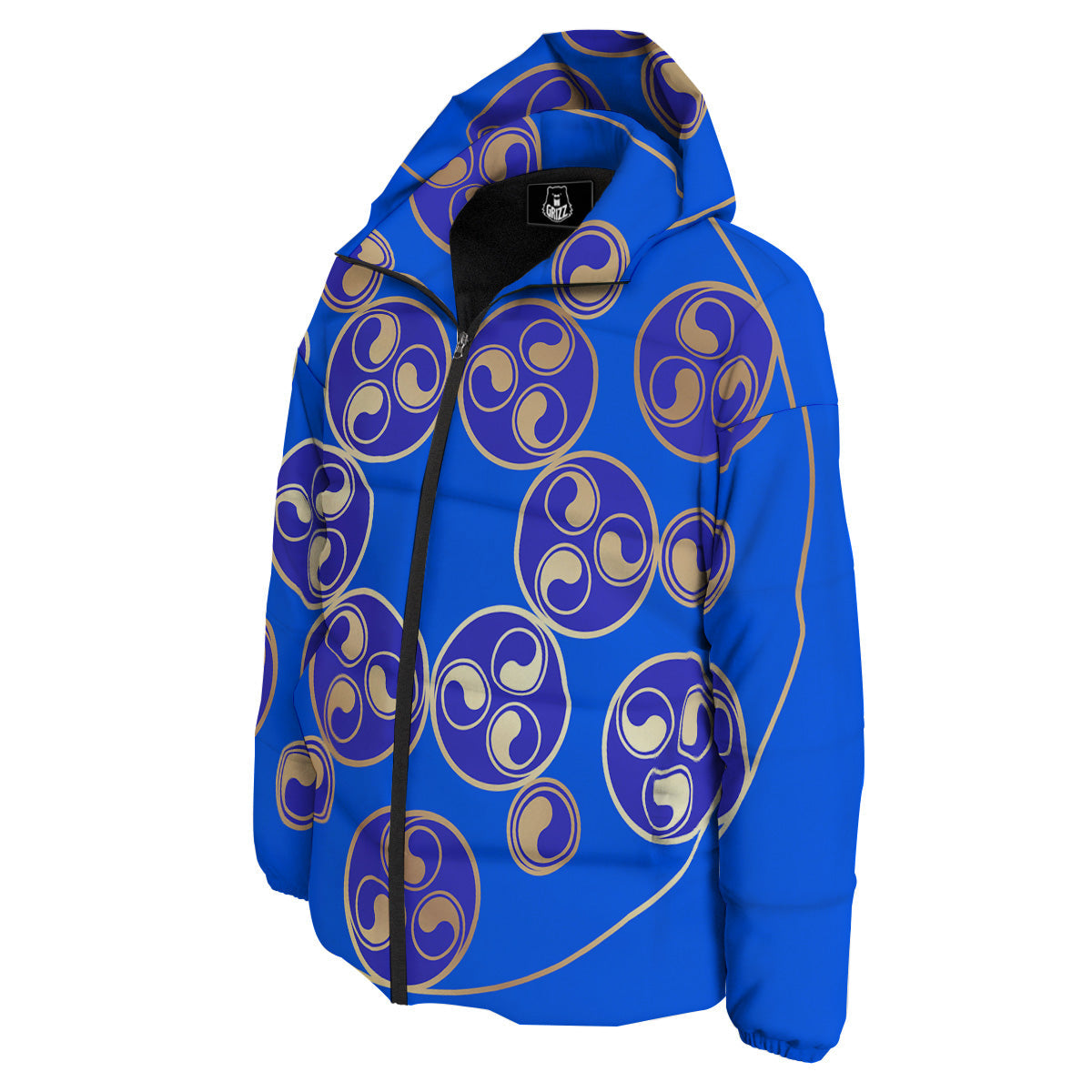 Symbol Blue Celtic Print Down Jacket-grizzshop