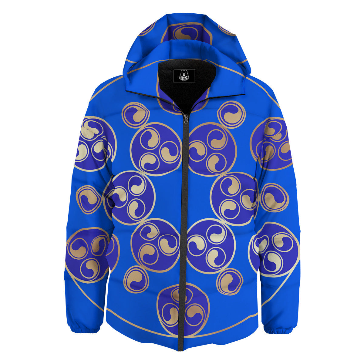 Symbol Blue Celtic Print Down Jacket-grizzshop