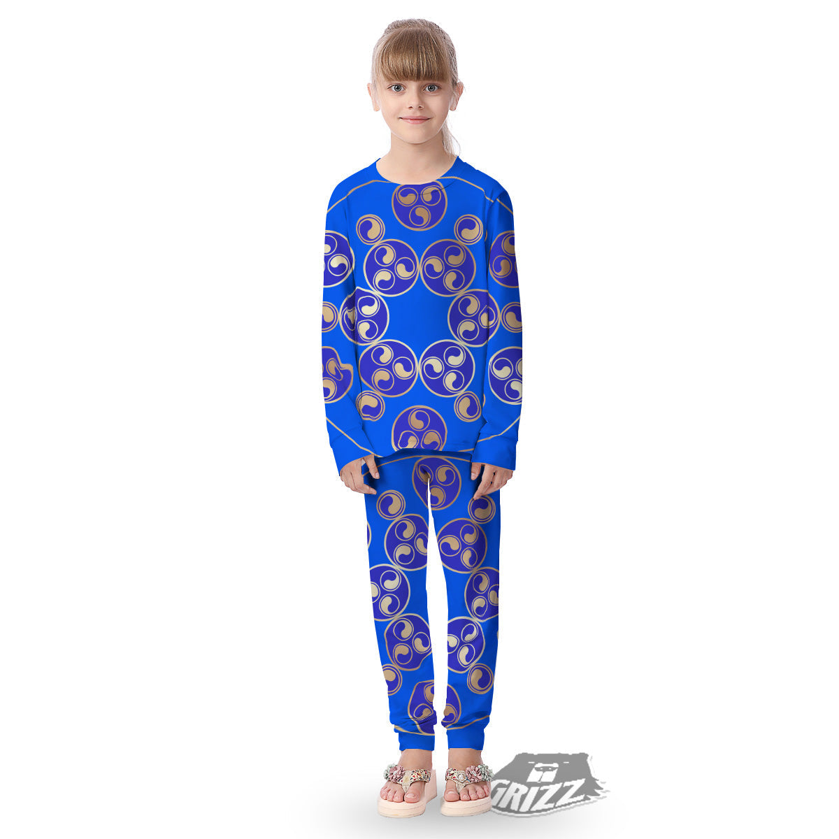 Symbol Blue Celtic Print Kid's Pajamas-grizzshop