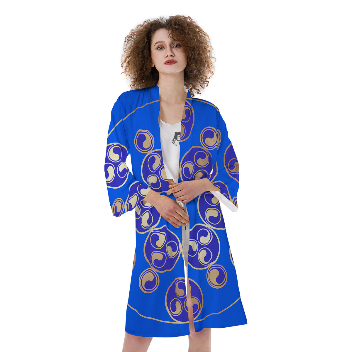 Symbol Blue Celtic Print Kimono-grizzshop