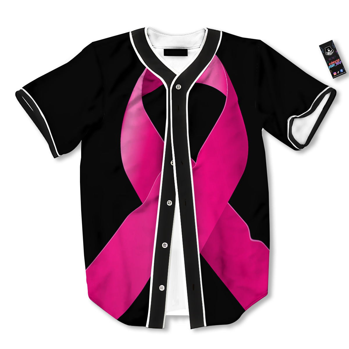 Symbol Breast Cancer Awareness Print Baseball Jersey-grizzshop