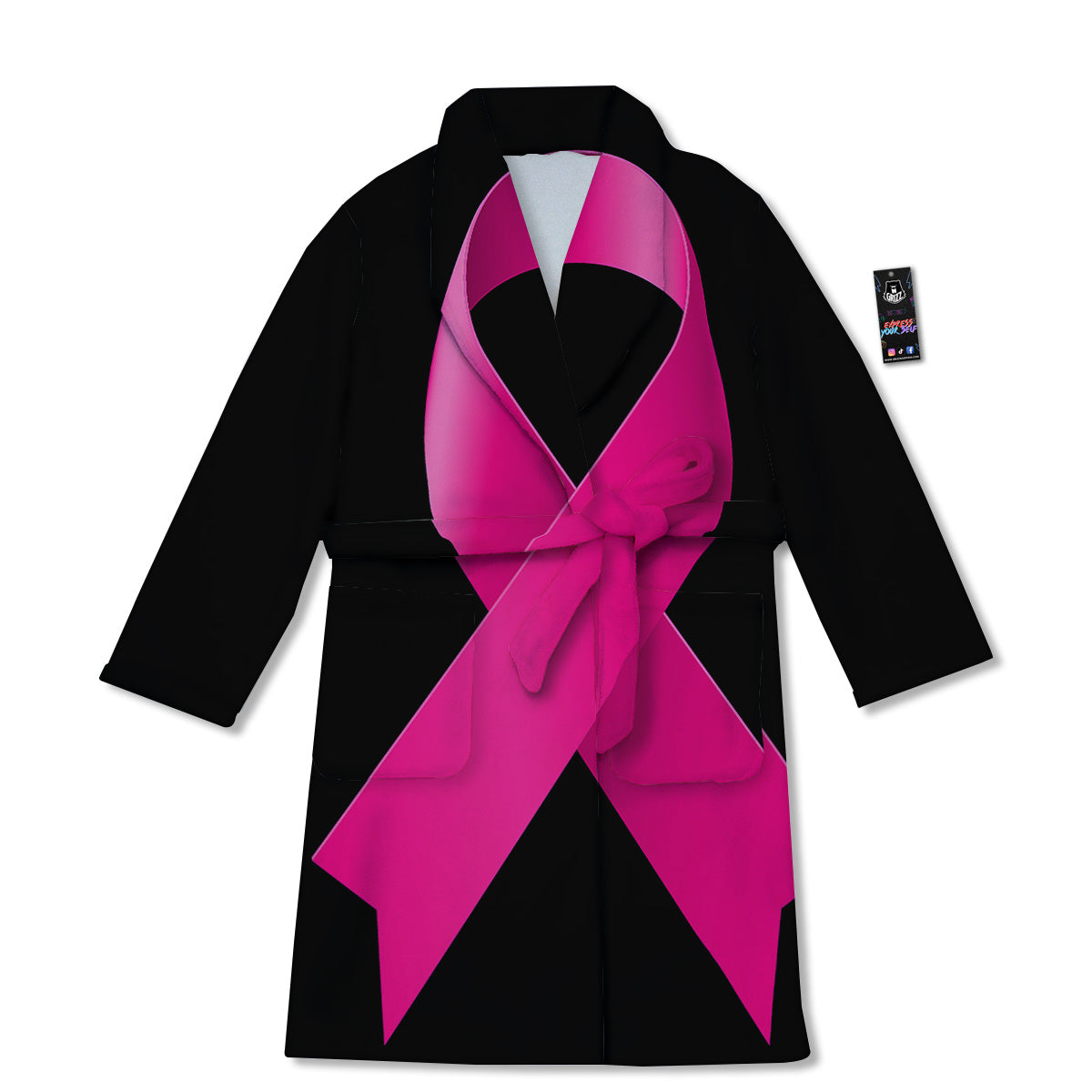 Symbol Breast Cancer Awareness Print Bathrobe-grizzshop