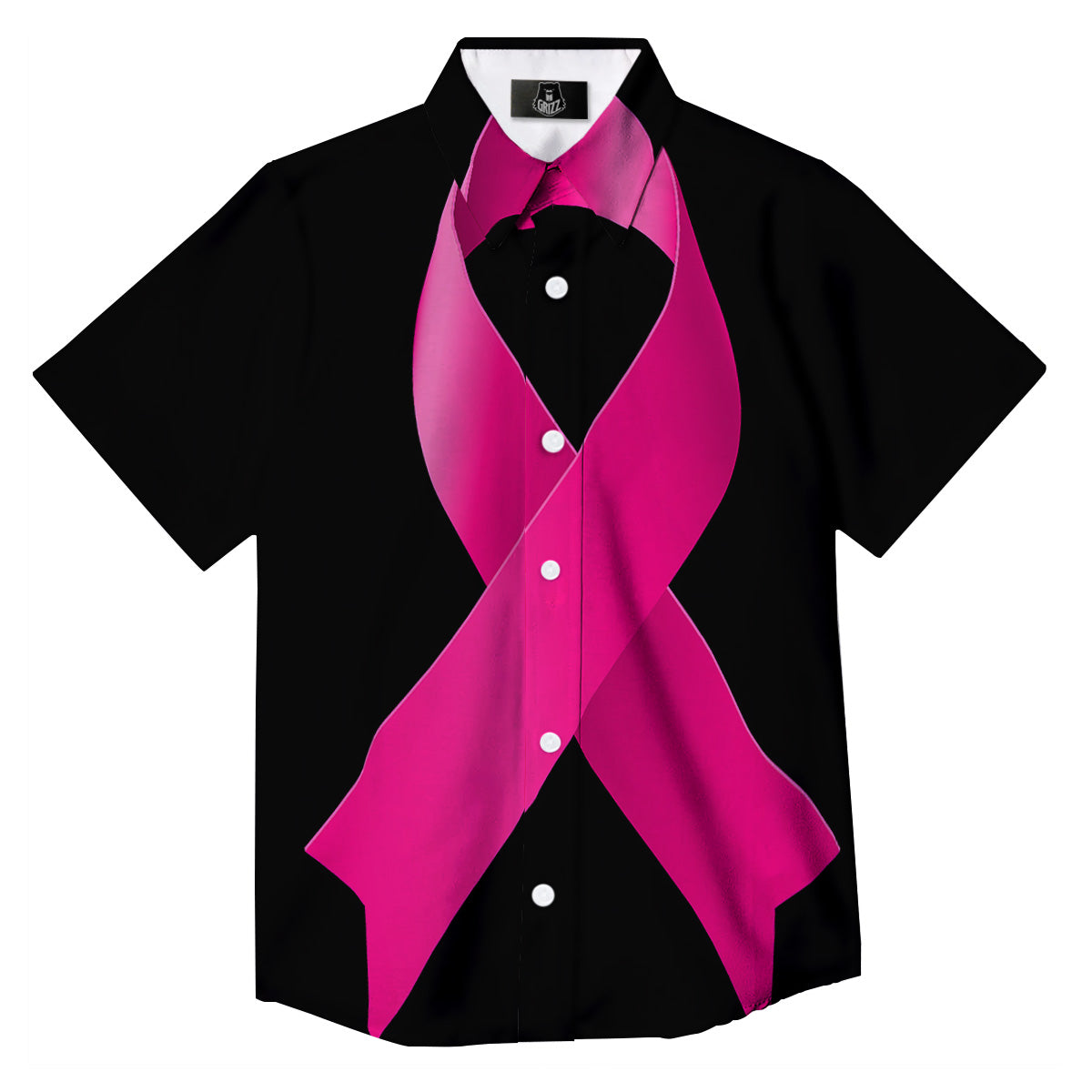 Symbol Breast Cancer Awareness Print Button Up Shirt-grizzshop