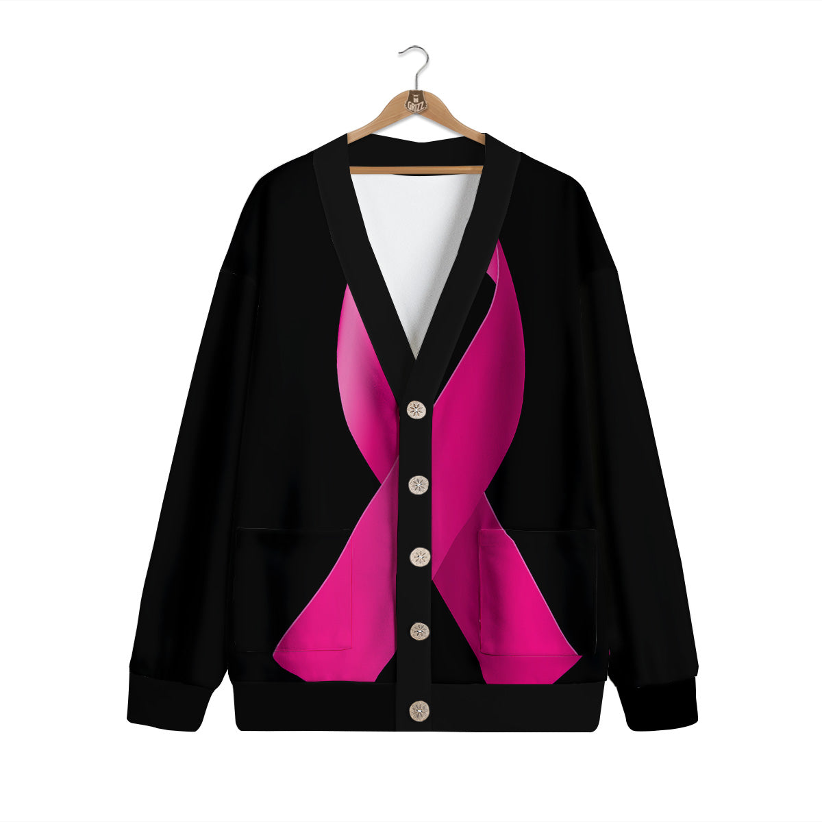 Symbol Breast Cancer Awareness Print Cardigan-grizzshop