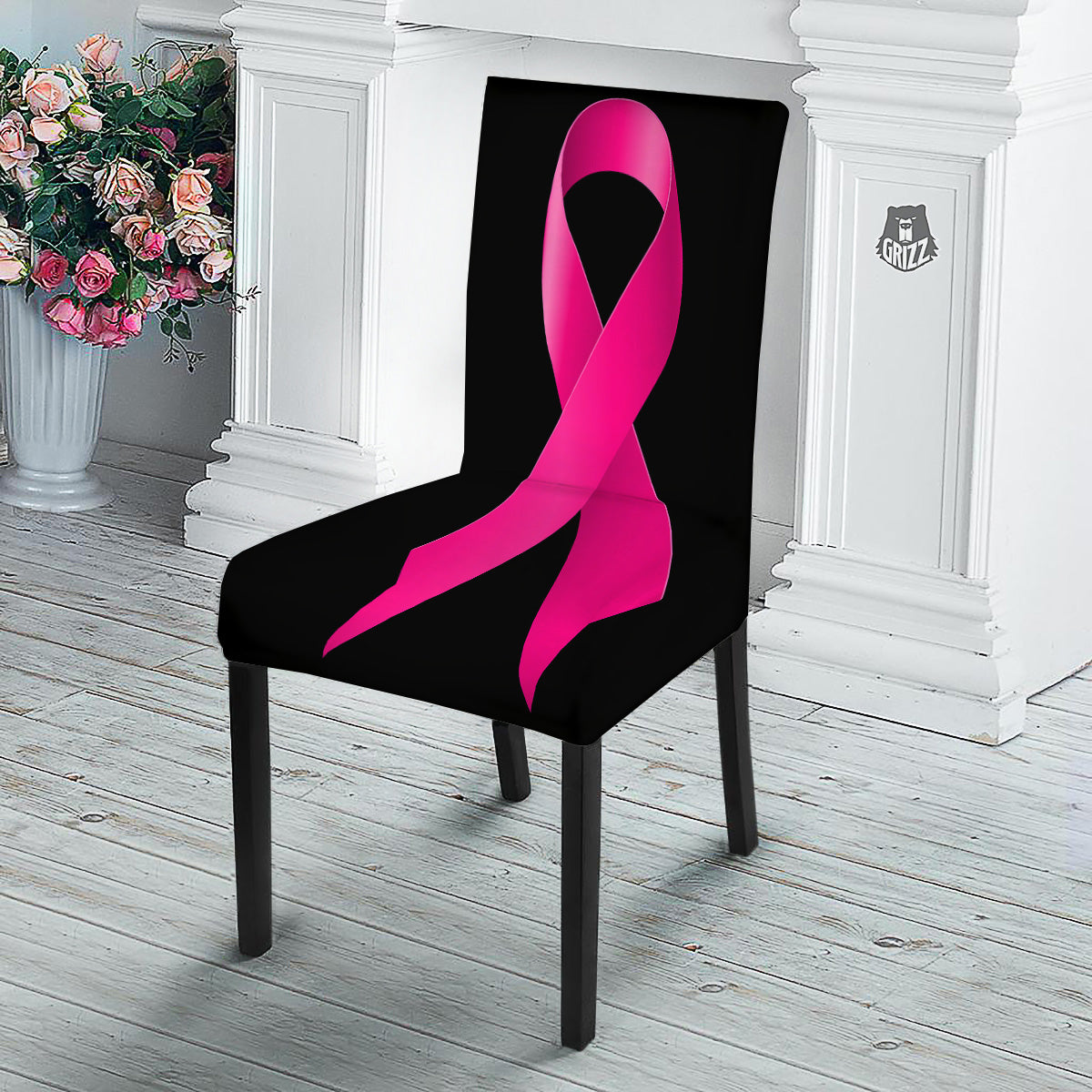 Symbol Breast Cancer Awareness Print Dining Chair Slipcover-grizzshop